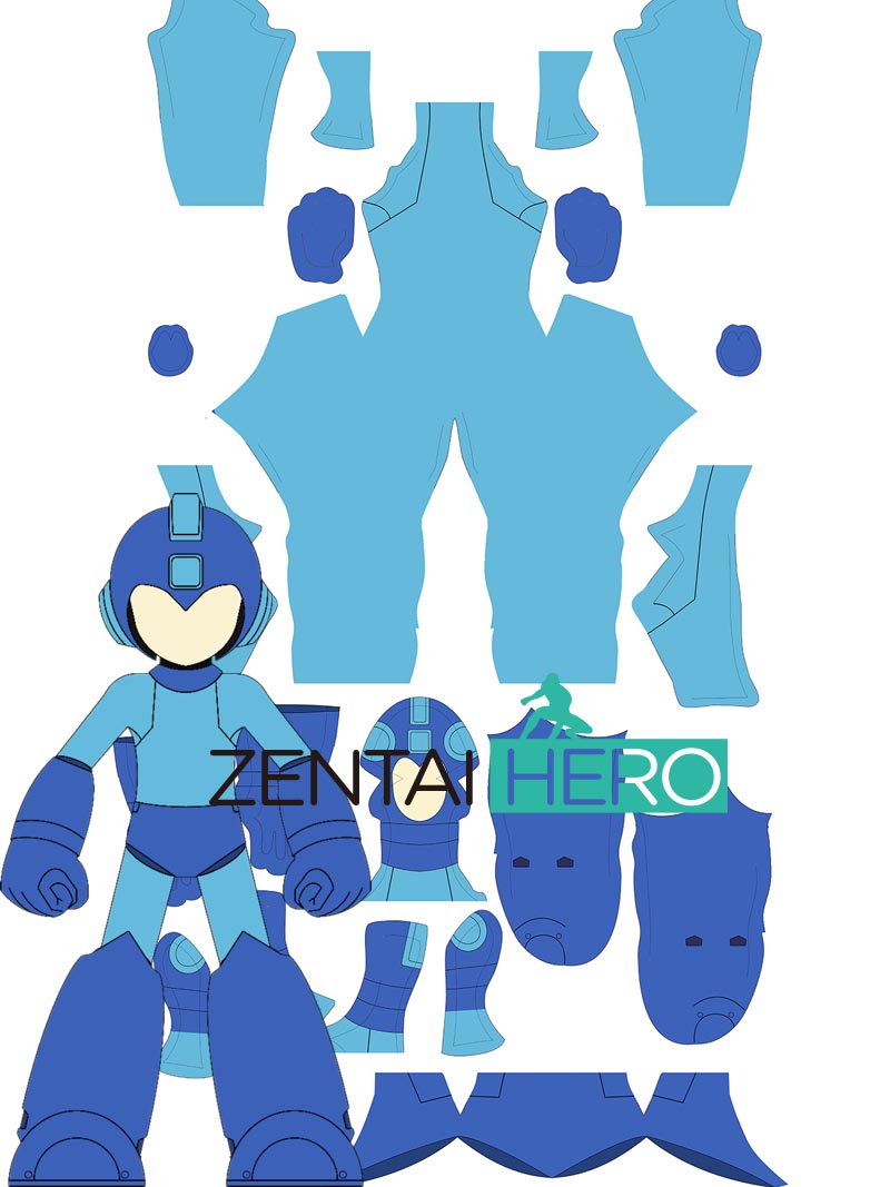 Printed Game Mega Man Cosplay Costume with Hood