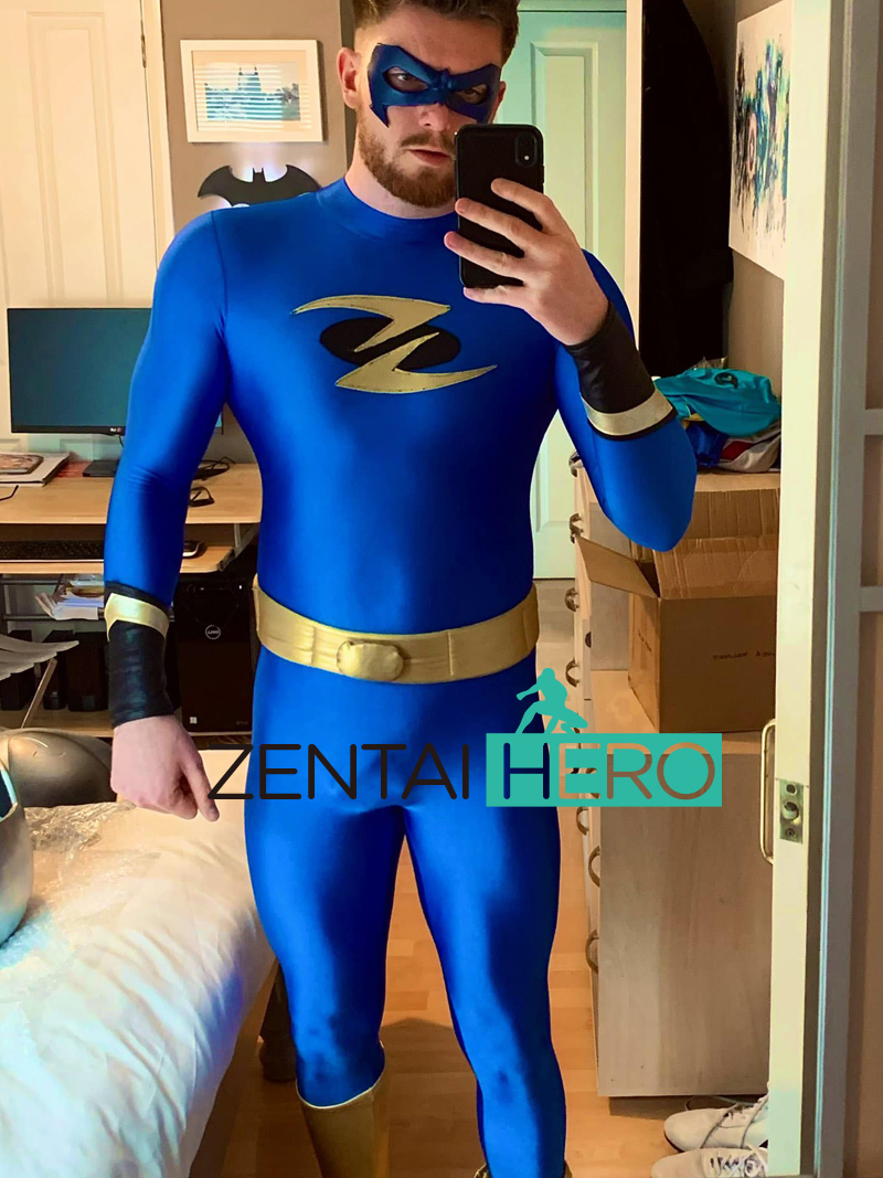 Sexy Gay Suit Royal Blue Cosplay Costume with Mask
