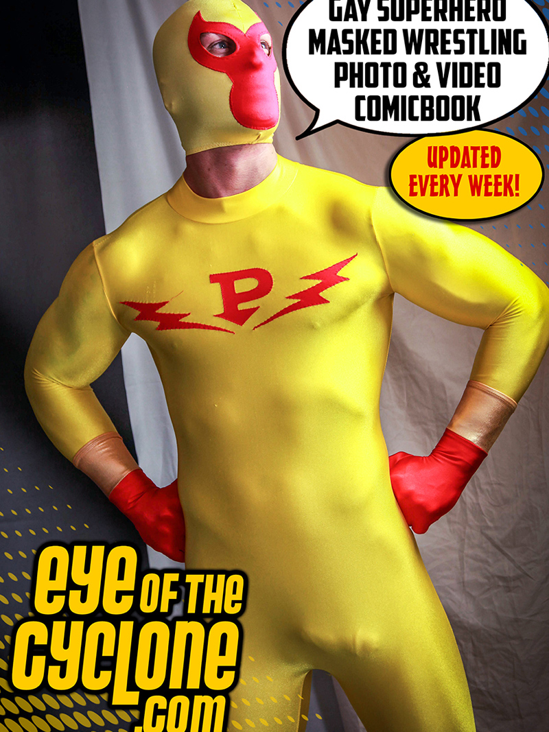 Sexy Yellow Gay Superhero Cosplay Costume with Hood