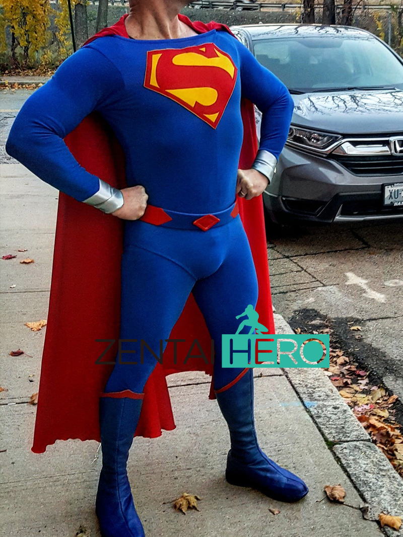 Royal Blue Spandex Clark Cosplay Costume with Cape