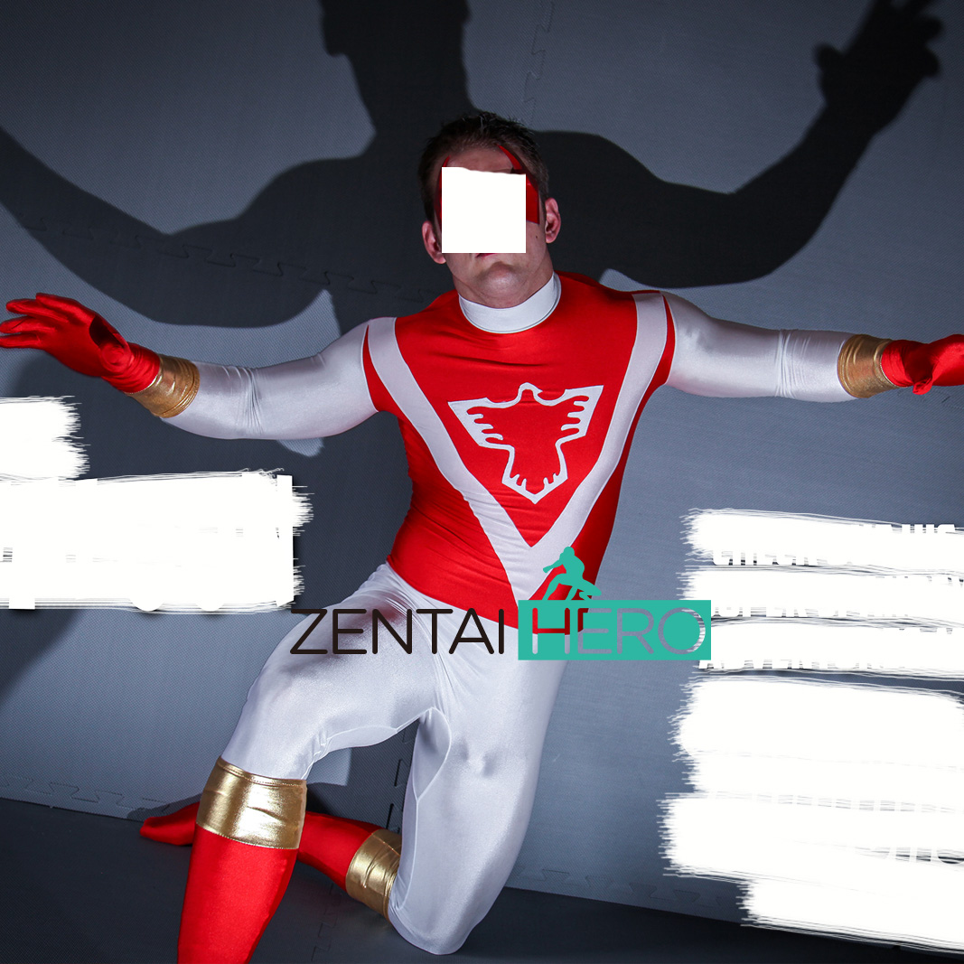 Spandex White/Red Power Ranger Superhero Cosplay Costume