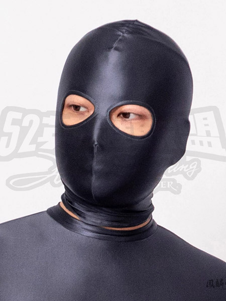 Dark Grey Shiny Satin Spandex Zentai Hood Open Eyes