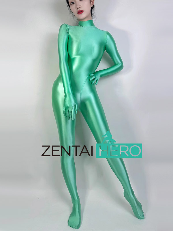 Sexy Green Shiny Satin Glossy Stretchy Tights Cosplay Costume