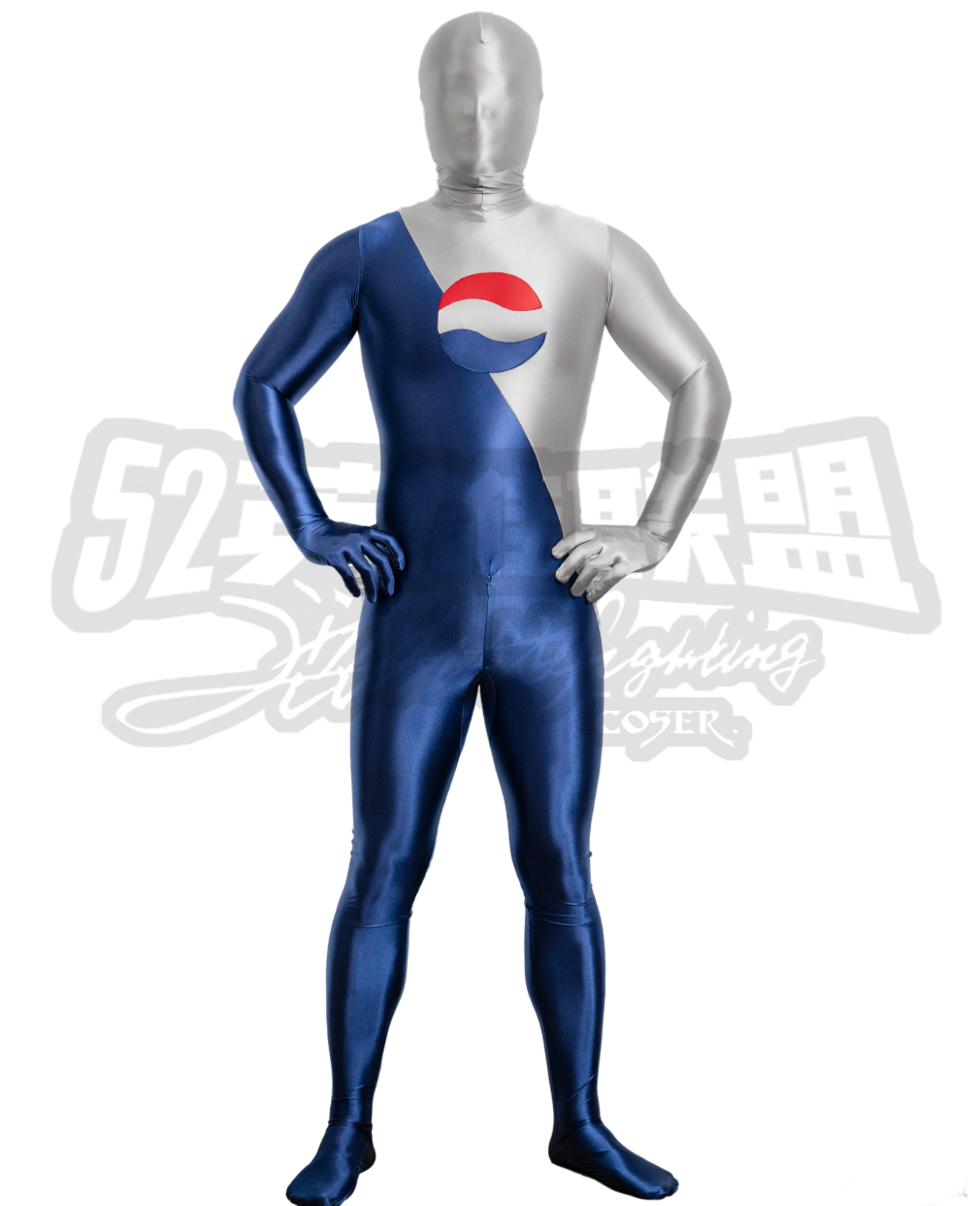 Sexy Grey/Blue Shiny Satin Spandex Smooth Tights Cosplay Suit