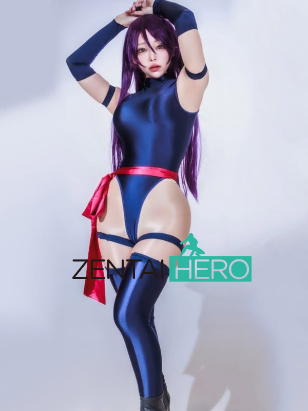 Dark Blue Shiny Satin X Force Psylocke Halloween Cosplay Costume