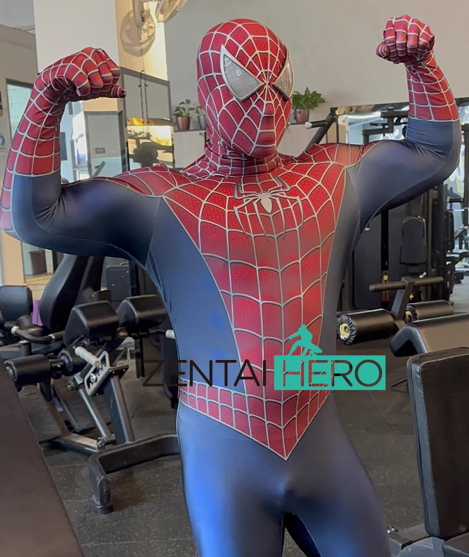 Classic Red Blue Raimi Spider Man Cosplay Suit with Silver Eyes