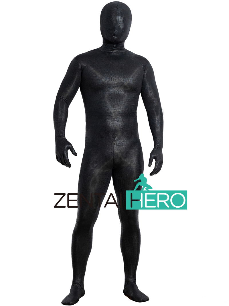 New Soft Black Snake Pattern Spandex Zentai Bodysuit Fullbody