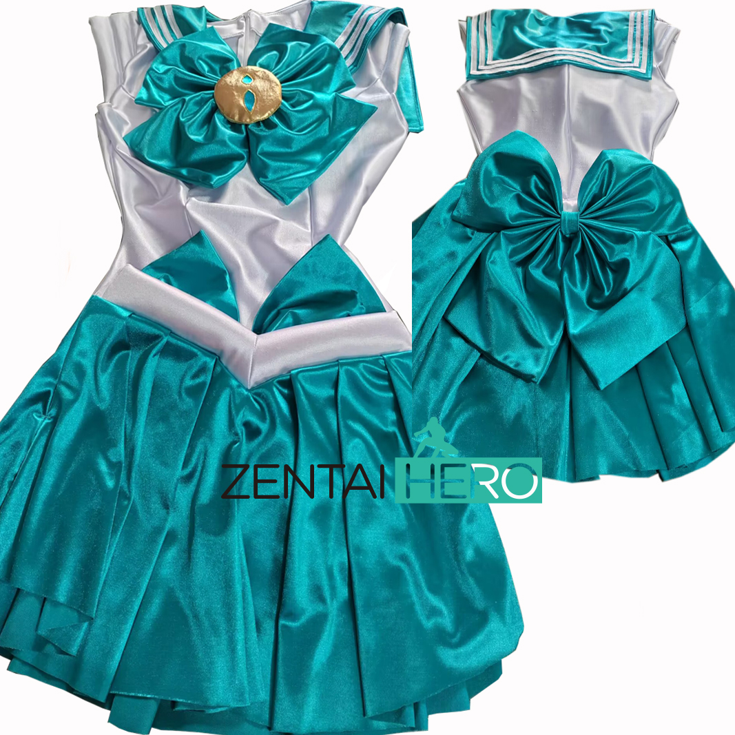 Sexy Heroine Blue Satin Sailor Moon Spandex Cosplay Costume