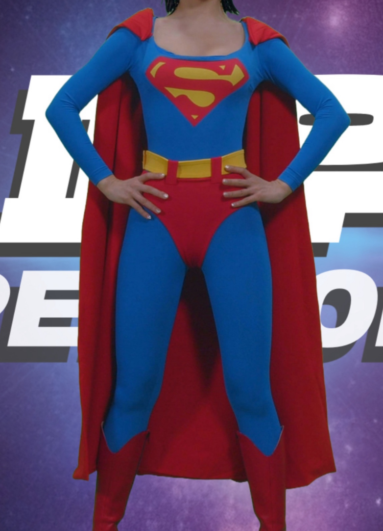 Sexy Heroine Blue Red Supergirl Spandex Cosplay Costume