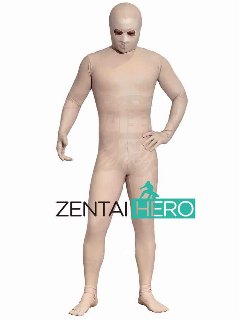 Sexy Apricot PU Leather Zentai Cosplay Costume Open Eyes