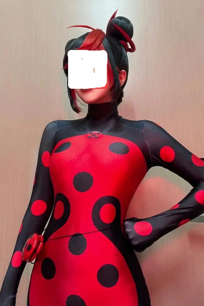 Sexy Girl Printed Spandex Lady Bug Cosplay Costume