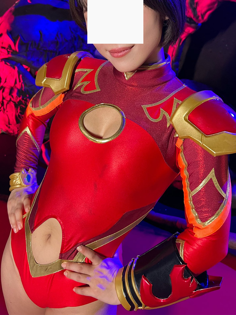 Sexy Heroine Red Lycra Spandex Solar Warrior Costume