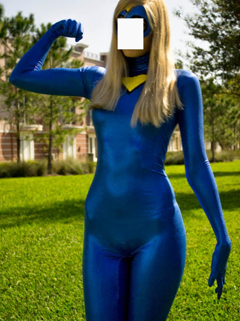 Sexy Blue PU Leather Bodysuit with Mask