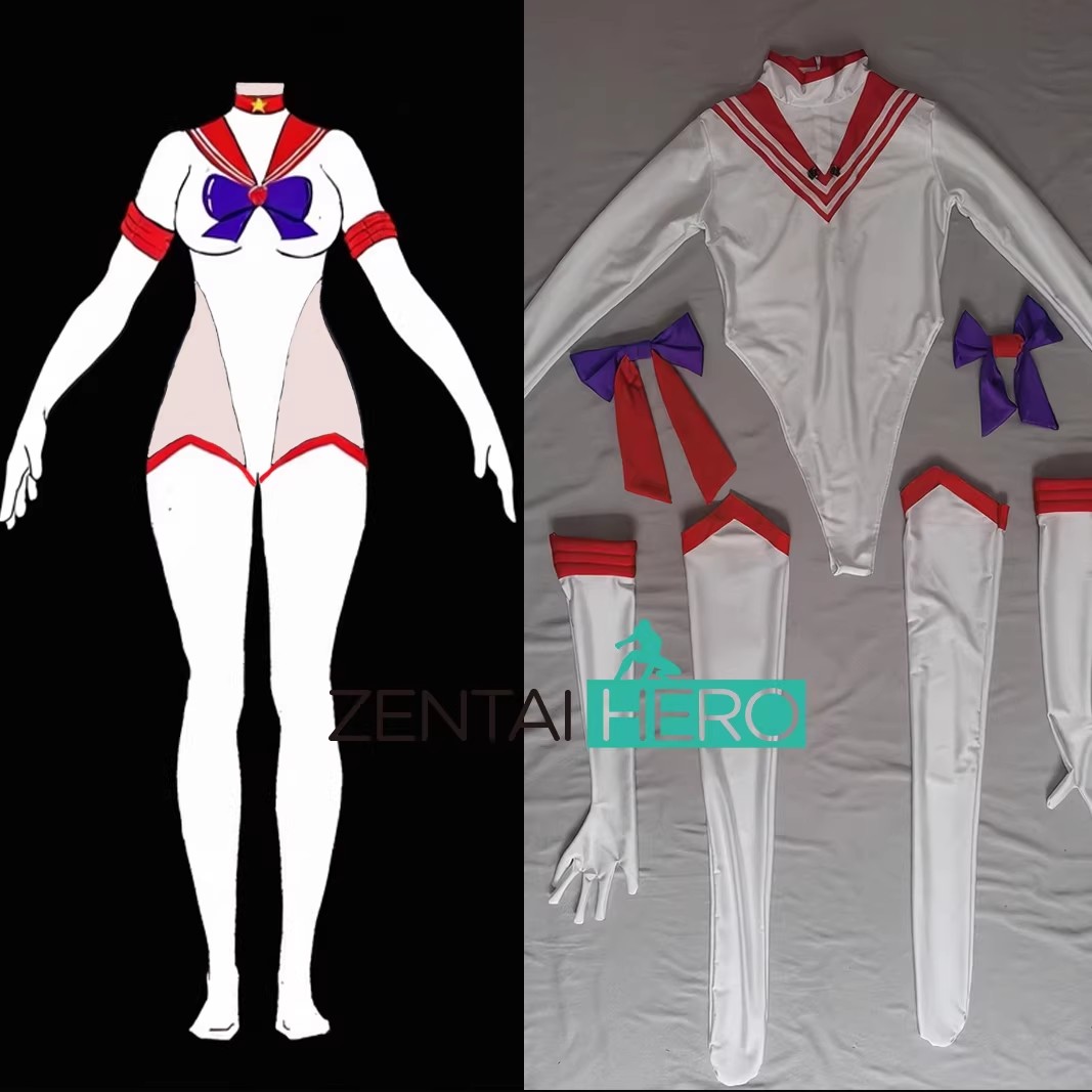Sexy Heroine Moon Sailor White Spandex Cosplay Leotard Sexy Heroine Moon Sailor White Spandex Cosplay Leotard