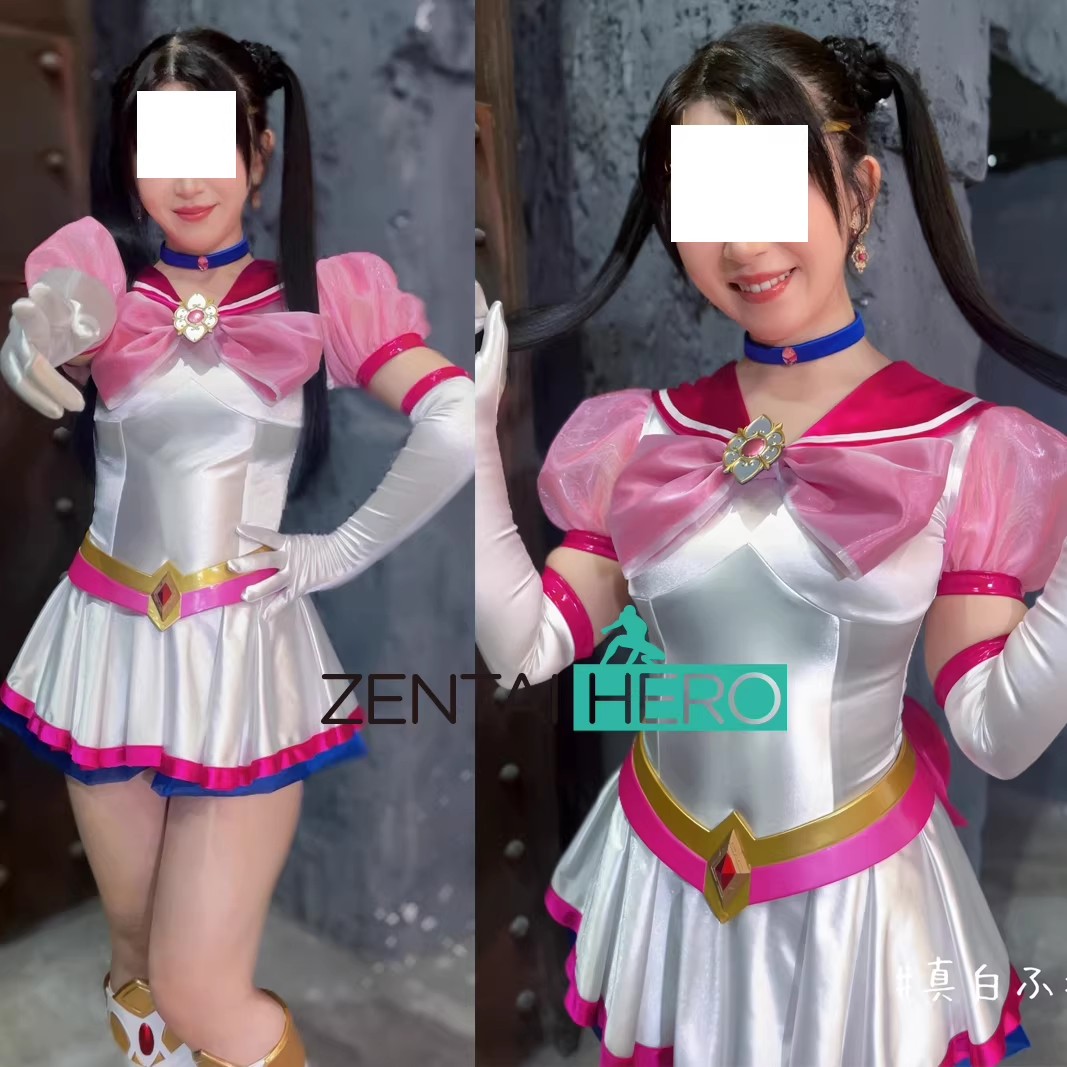 Sexy Heroine White/Pink Satin Sailor Moon Spandex Cosplay Suit Sexy Heroine White/Pink Satin Sailor Moon Spandex Cosplay Suit