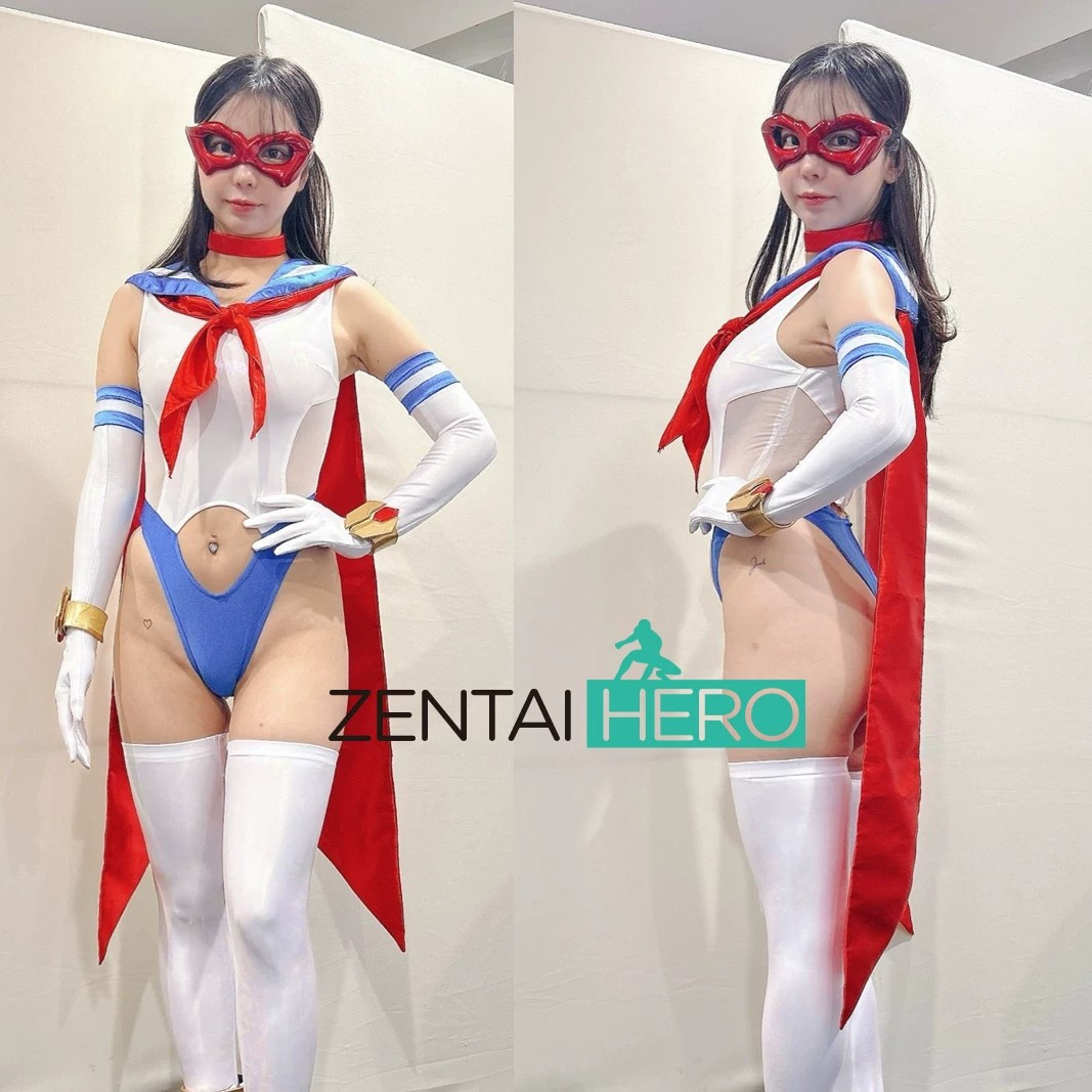 Sexy Heroine Moon Sailor White Spandex Cosplay Leotard Suit