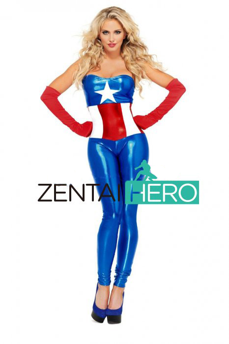 Captain America Costume Spandex Catsuit