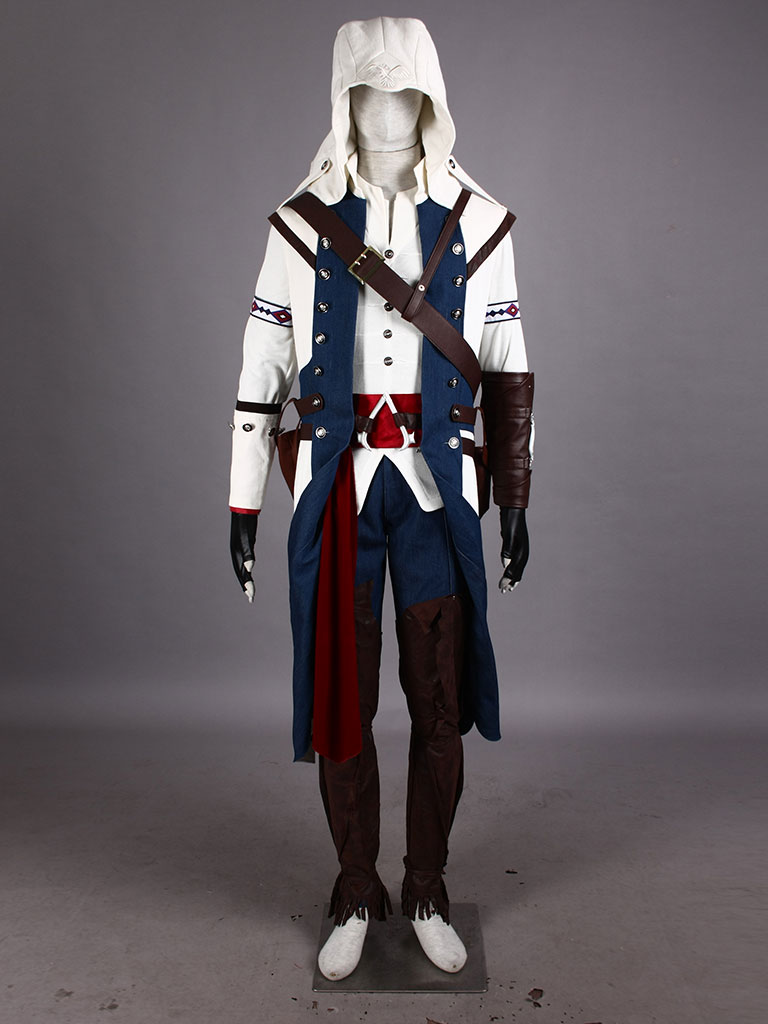 Assassin's Creed III Connor White Assassin Uniform Cosplay Costu