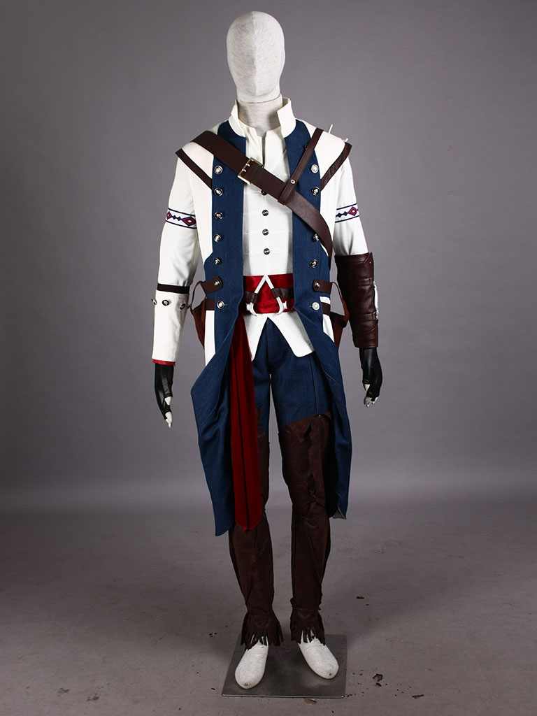 Assassin's Creed III Connor White Assassin Uniform Cosplay Costu