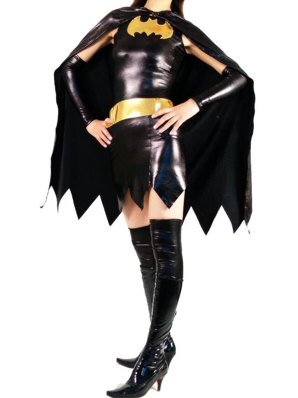 Batman Cosplay Costume Batgirl Shiny Sexy Dress
