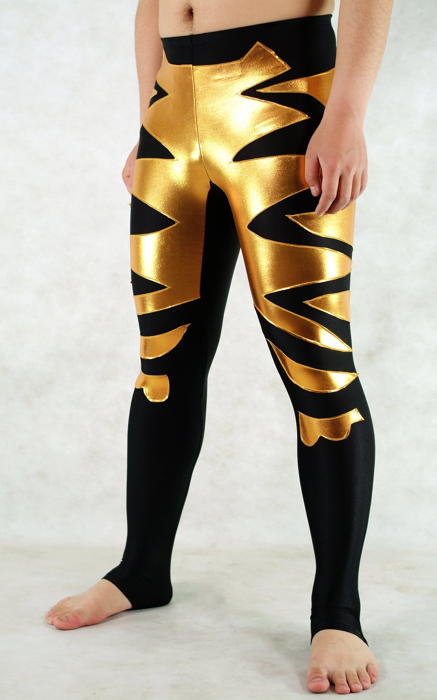 Gold Black Spandex Leggings