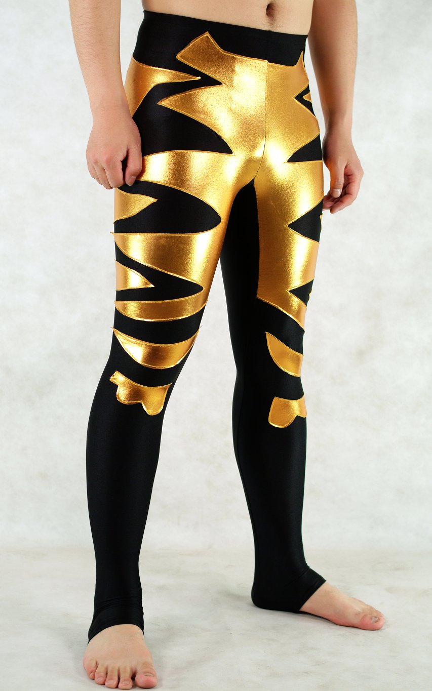 Gold Black Spandex Leggings