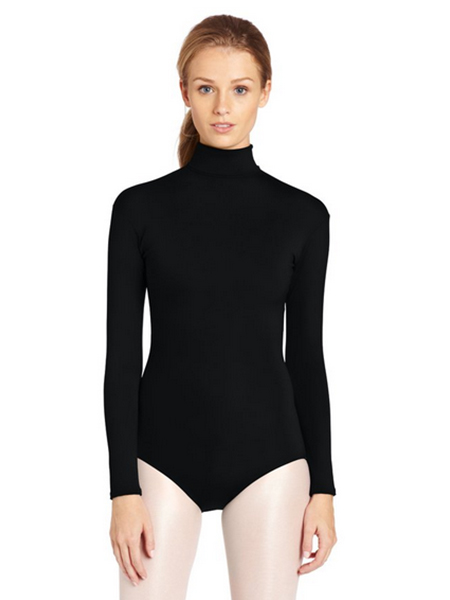 Black High Neck Spandex Leotard Gym Tights Bodysuit