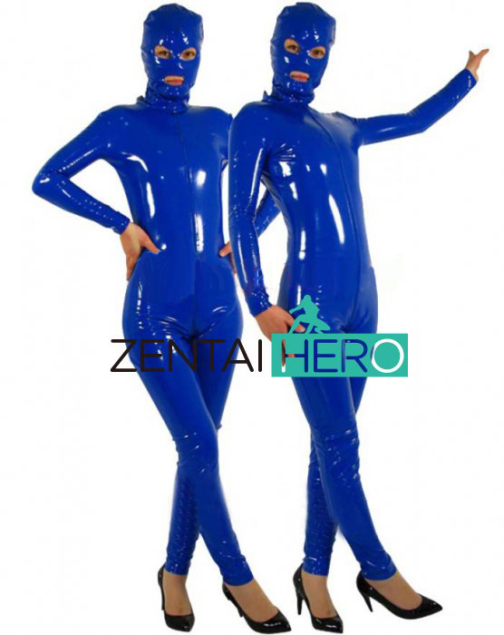 Blue Pvc Full Body Open Eye Zentai