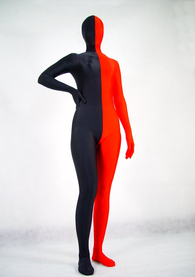 Black Red Split Halloween Costume Zentai