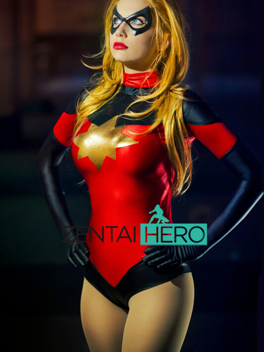 Ms.Marvel Carol Danvers Sexy Bodysuit Costume Girl