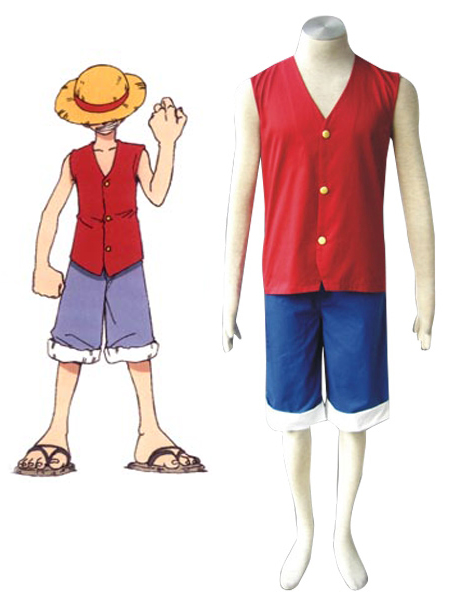 One piece Monkey·D·Luffy Two Years Ago Red Cosplay Costume