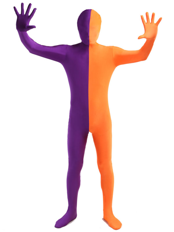 Purple And Orange Split Zentai Bodysuit