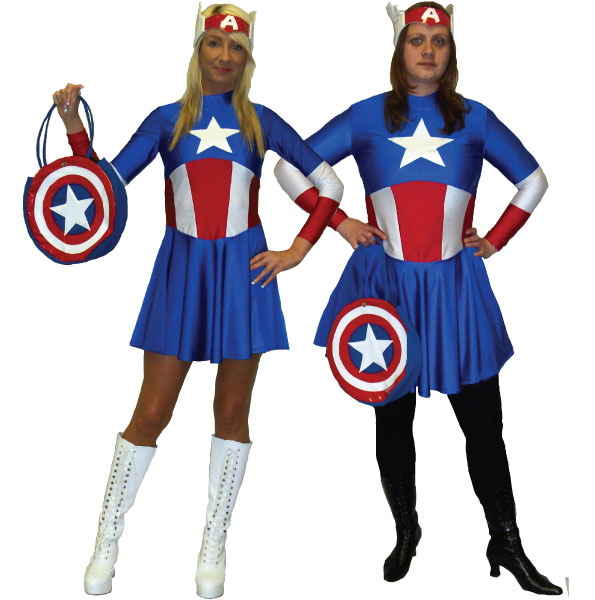 Sexy Full Sleeve Captain America Costume Dresses