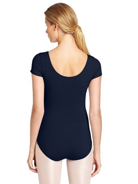 Navy Blue Short Sleeve Lycra Zentai Leotard Gymnastics Bodysuit