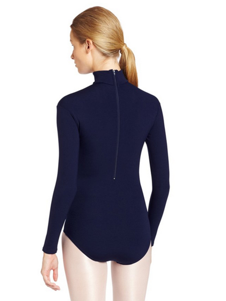 Navy Blue High Neck Spandex Leotard Gym Tights Bodysuit