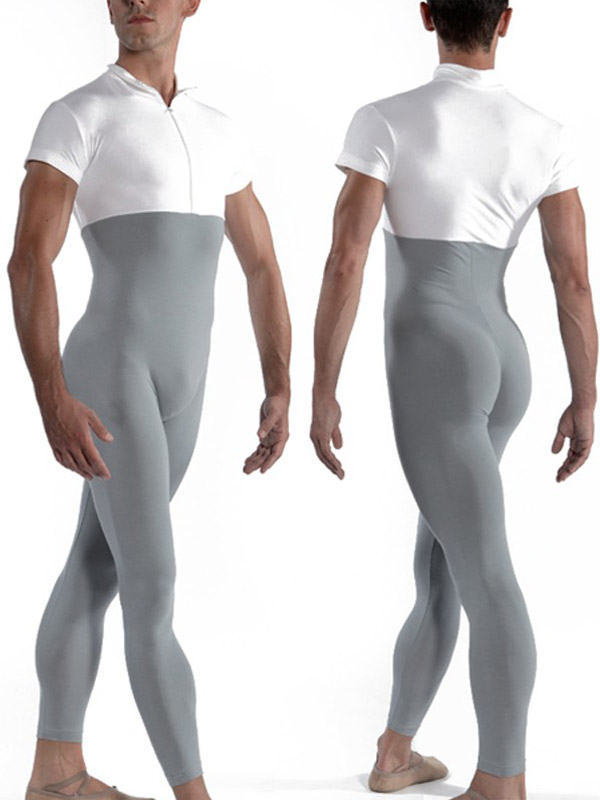 Front Zipper Short Sleeve Mens Unitard