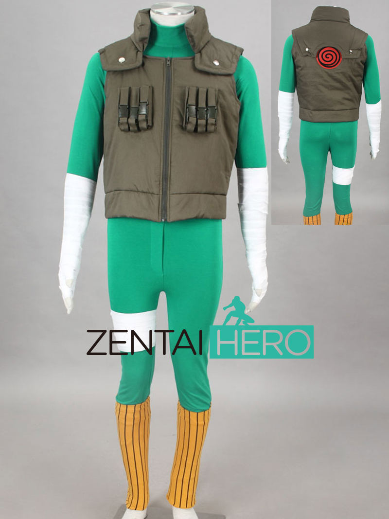 Naruto Shippuden Rock Lee Konoha Ninja Uniform Cosplay Costume