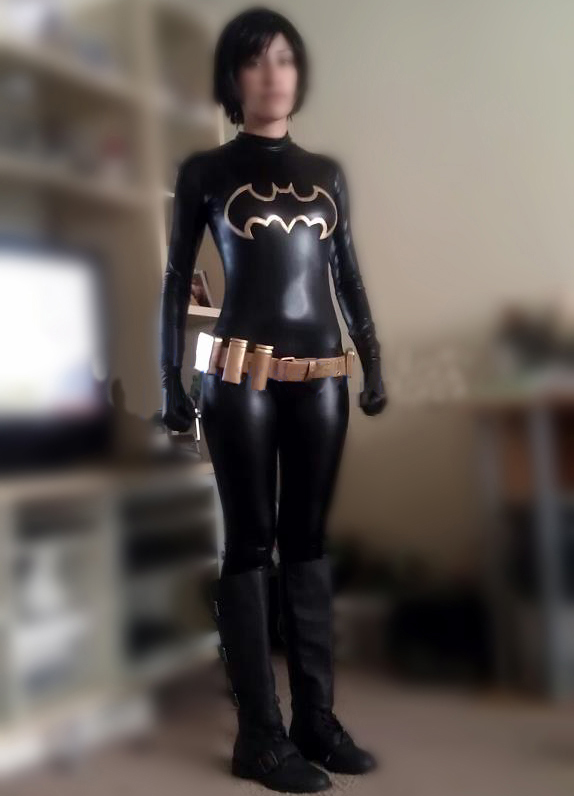 Black Pu Leather Batman Cosplay Costume Women Catsuit