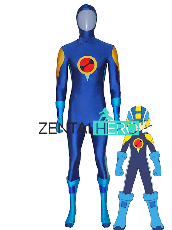 Game Navy Lycra Megaman EXE Cosplay Costume Open Face