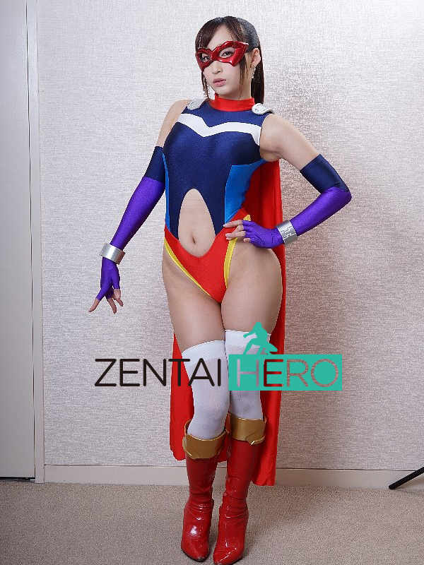 Sexy Girl Hero Sleeveless Navy Zentai Leotard with Cape