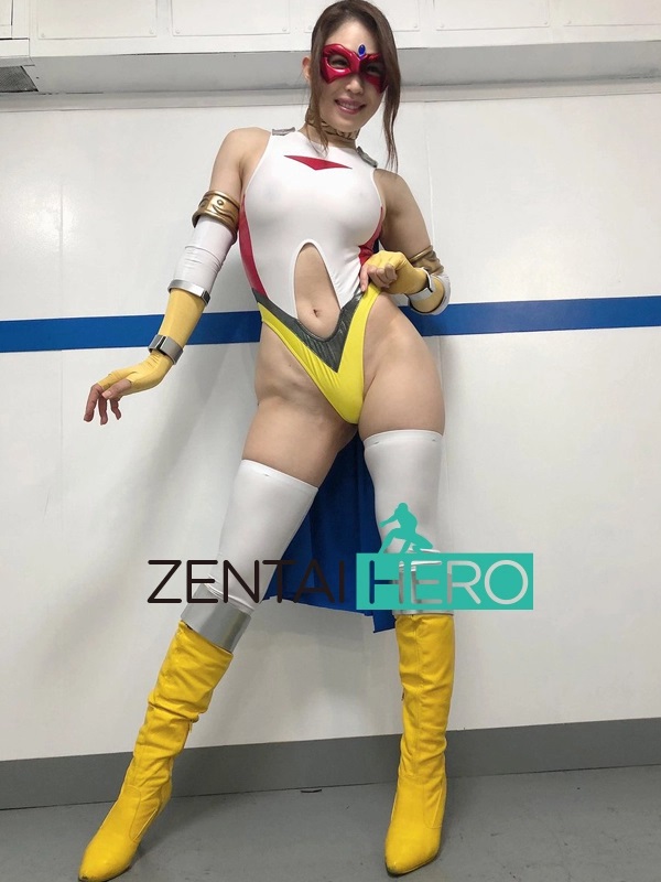 Sexy Lady Hero Zentai Lycra Leotard White Leotard with Cape