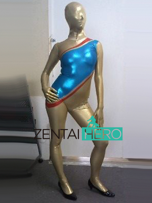 Sexy Lady Gold/Blue Shiny Metallic Movie Cosplay Costume