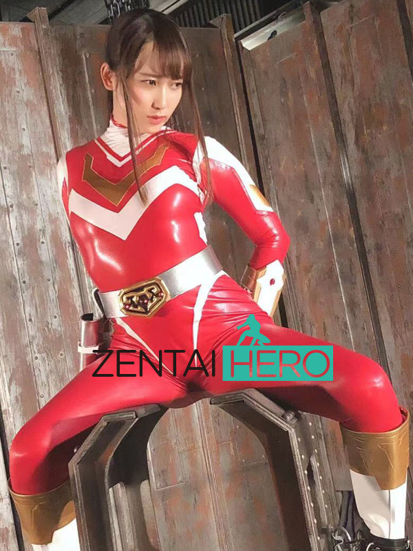 Sexy Shiny Red Lady Hero Zentai Cosplay Catsuit with Belt