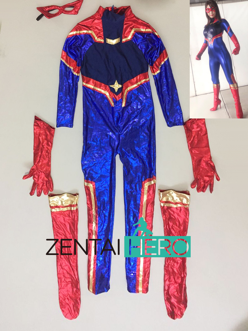 Sexy Shiny Heroine Blue Cosplay Costume Bodysuit