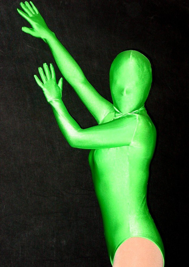 Green Half Lycra Spandex Bodysuit