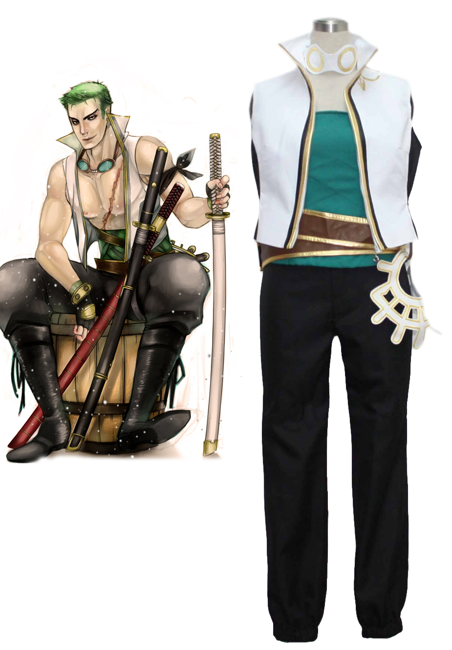 One Piece Roronoa Zoro Sword Master Cosplay Costume