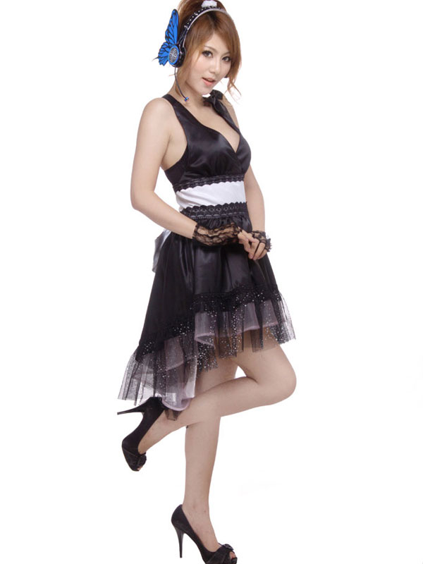 Vocaloid Megurine Luka Cosplay Costume Black Dress