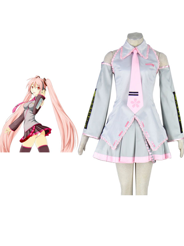 Vocaloid Silver Sakura Hatsune Miku 桜ミク Cosplay Costume