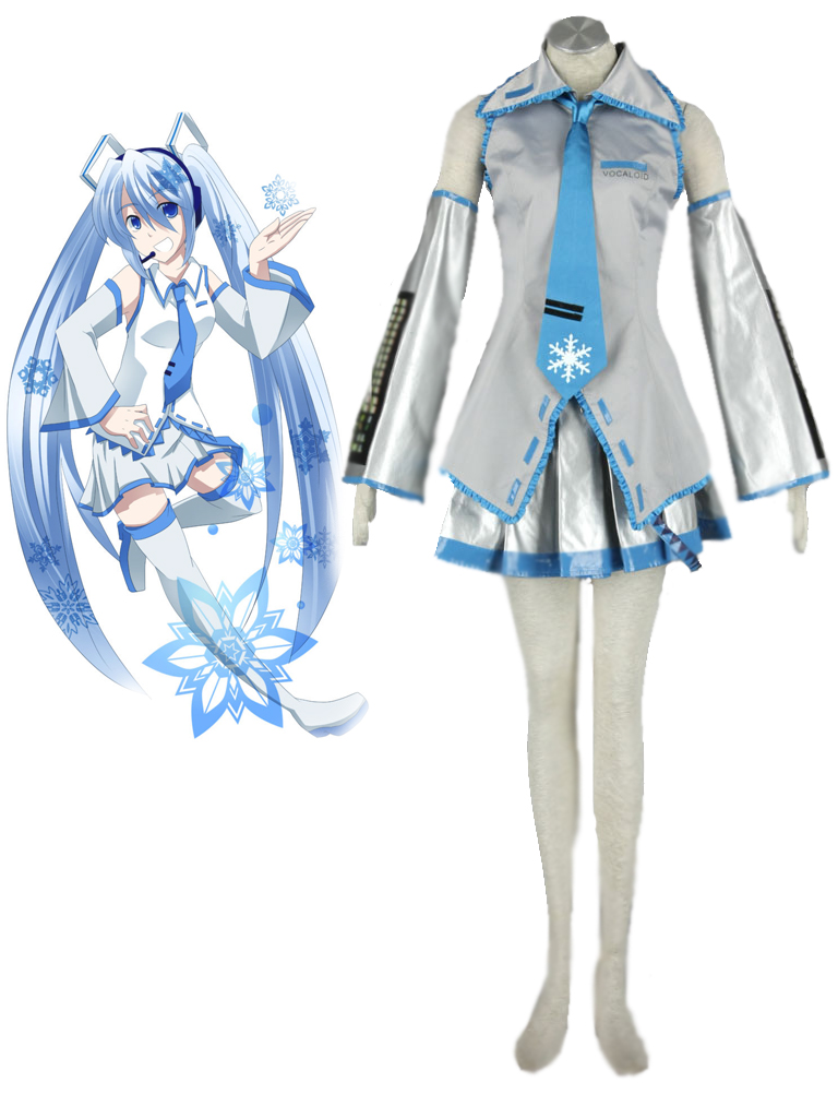 Vocaloid Snow Miku Cosplay Costume 雪ミク