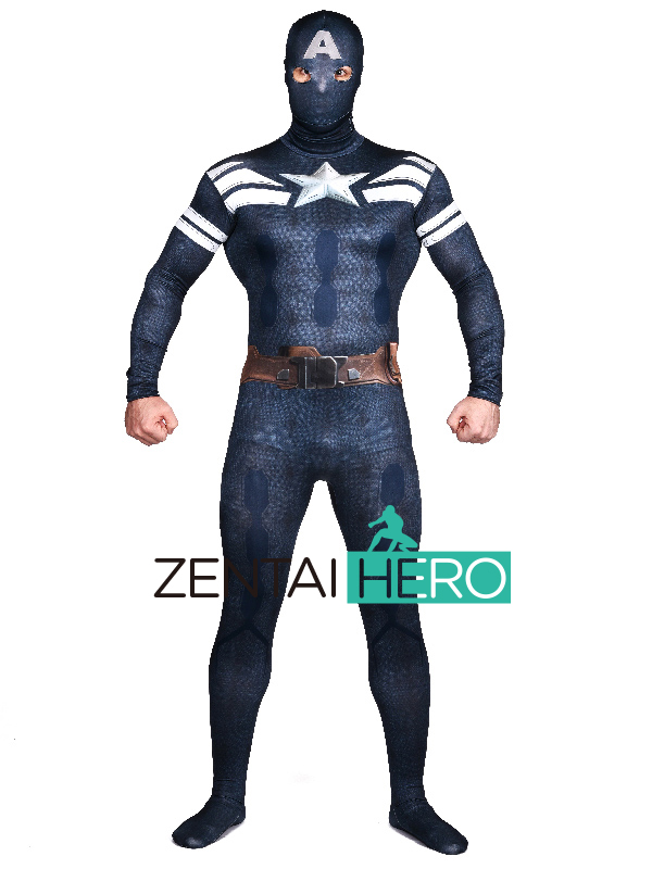 Lycra Captain America Printing Superhero Costume For Halloween